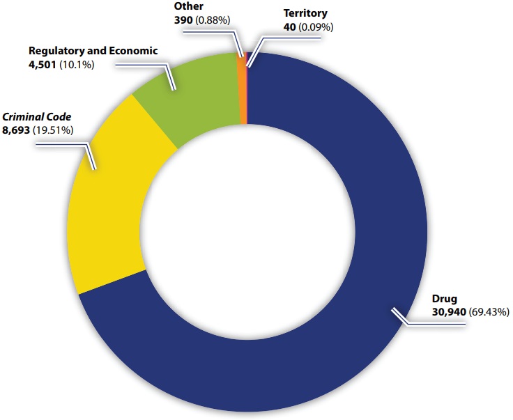 Amount of files by types of offences